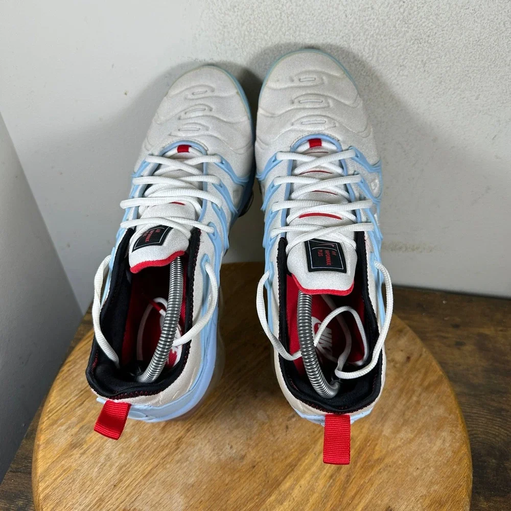 Nike Air VaporMax Plus Mens Size 11 White University Red CW6974-100 Sneakers